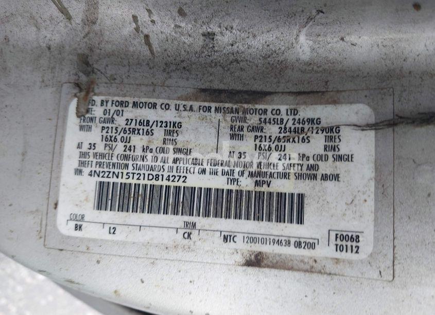 Photo 9 of 2001 Nissan Quest GXE (VIN 4N2ZN15T21D814272)