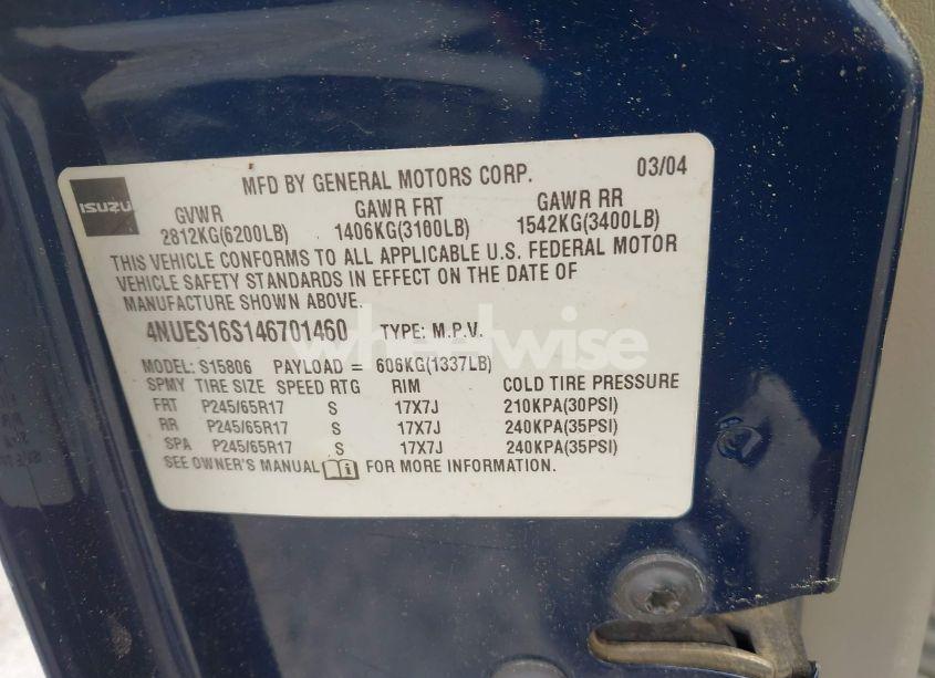 Photo 9 of 2004 Isuzu Ascender S (VIN 4NUES16S146701460)