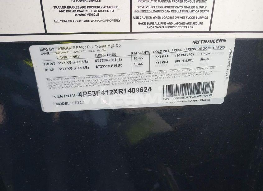 Photo 9 of 2024 Pj Trailers TRAILER (VIN 4P53F412XR1409624)