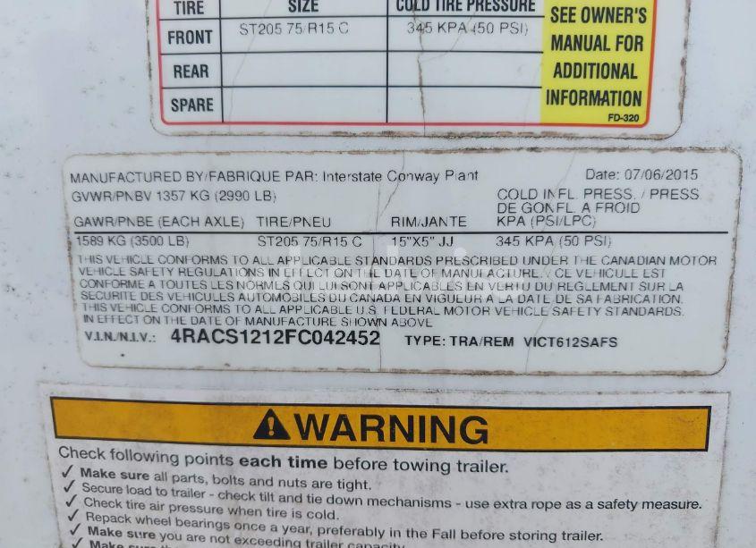 Photo 9 of 2015 Interstate West CORP UNKNOWN (VIN 4RACS1212FC042452)