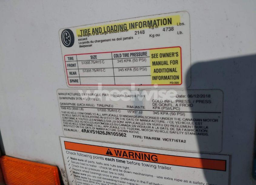Photo 9 of 2018 Interstate West CORP VICT716TA2 (VIN 4RAVS1626JN105562)