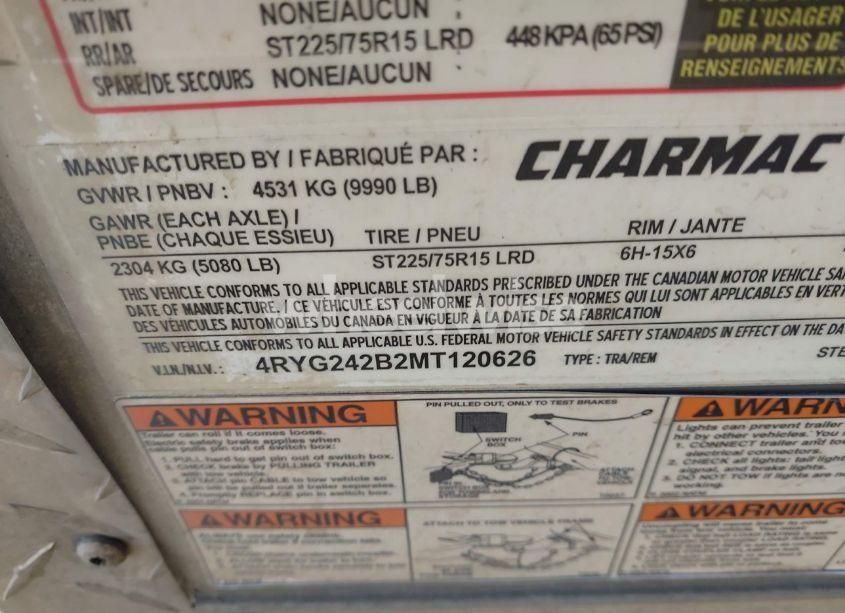 Photo 9 of 2021 Charmac Trailers CHARMAC TRAILERS (VIN 4RYG242B2MT120626)