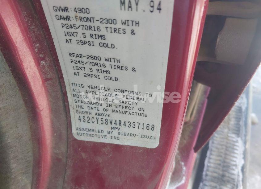 Photo 9 of 1994 Isuzu Rodeo S/LS (VIN 4S2CY58V4R4337168)