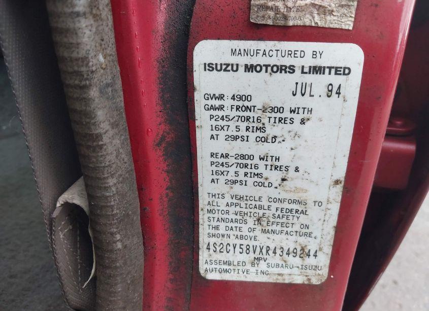 Photo 9 of 1994 Isuzu Rodeo S/LS (VIN 4S2CY58VXR4349244)
