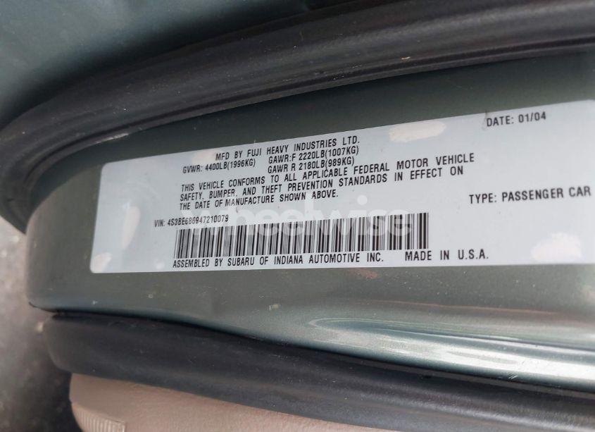 Photo 9 of 2004 Subaru Outback LIMITED (VIN 4S3BE686947210079)