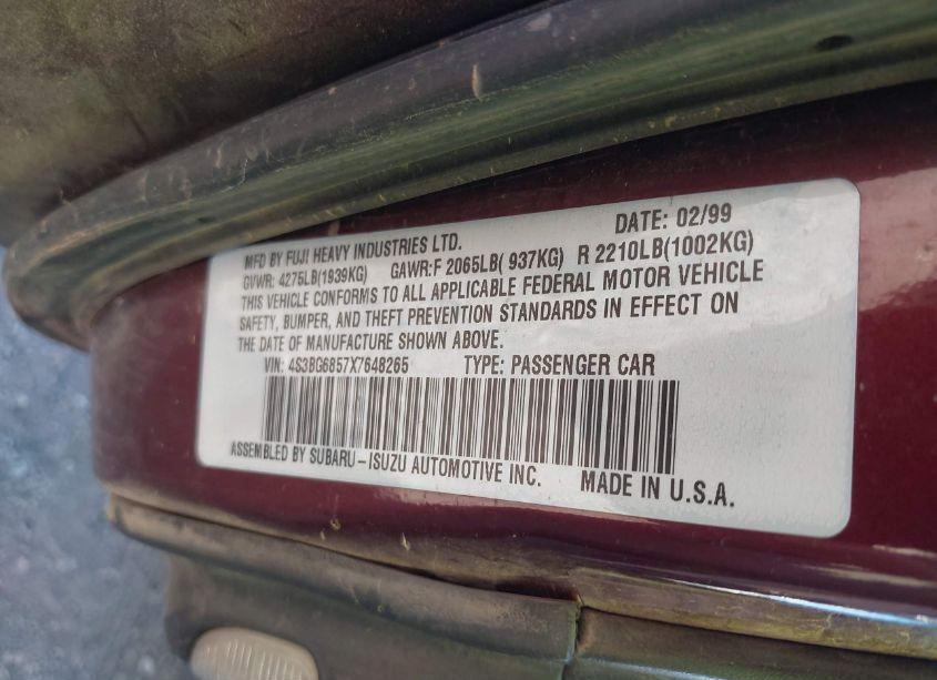 Photo 9 of 1999 Subaru Legacy 30TH ANN. OUTBACK LTD./OUTBACK (VIN 4S3BG6857X7648265)