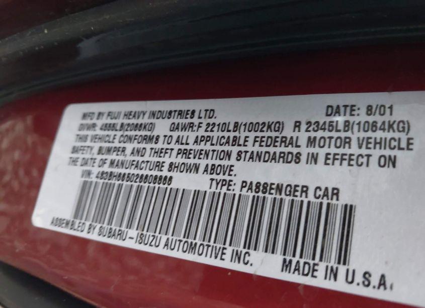 Photo 9 of 2002 Subaru Outback (VIN 4S3BH665026608866)