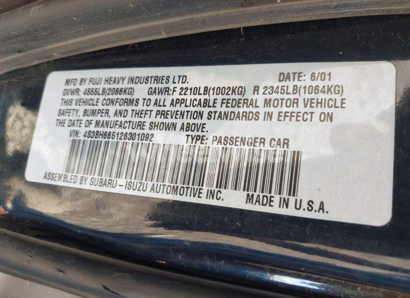 Photo 9 of 2002 Subaru Outback (VIN 4S3BH665126301092)