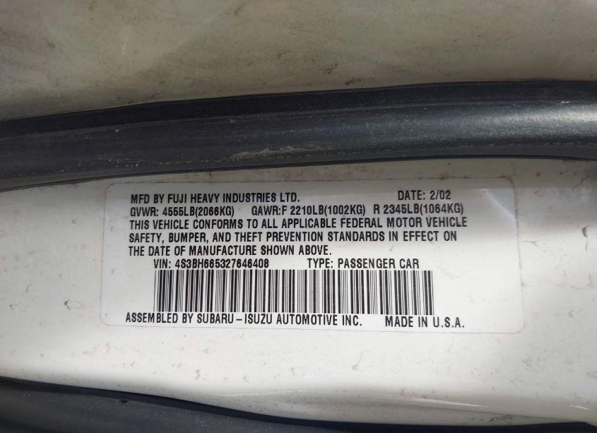 Photo 9 of 2002 Subaru Outback (VIN 4S3BH665327646408)