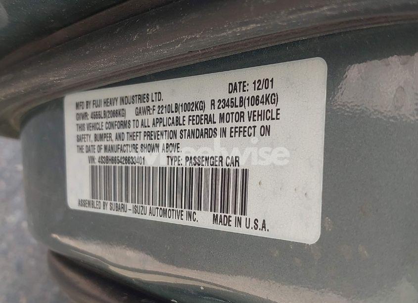Photo 9 of 2002 Subaru Outback (VIN 4S3BH665426633401)