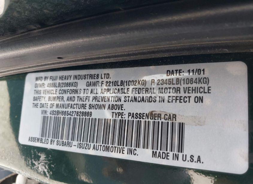 Photo 9 of 2002 Subaru Outback (VIN 4S3BH665427628869)