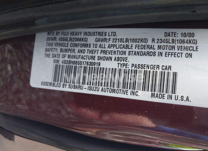 Photo 9 of 2001 Subaru Outback (VIN 4S3BH665517630919)