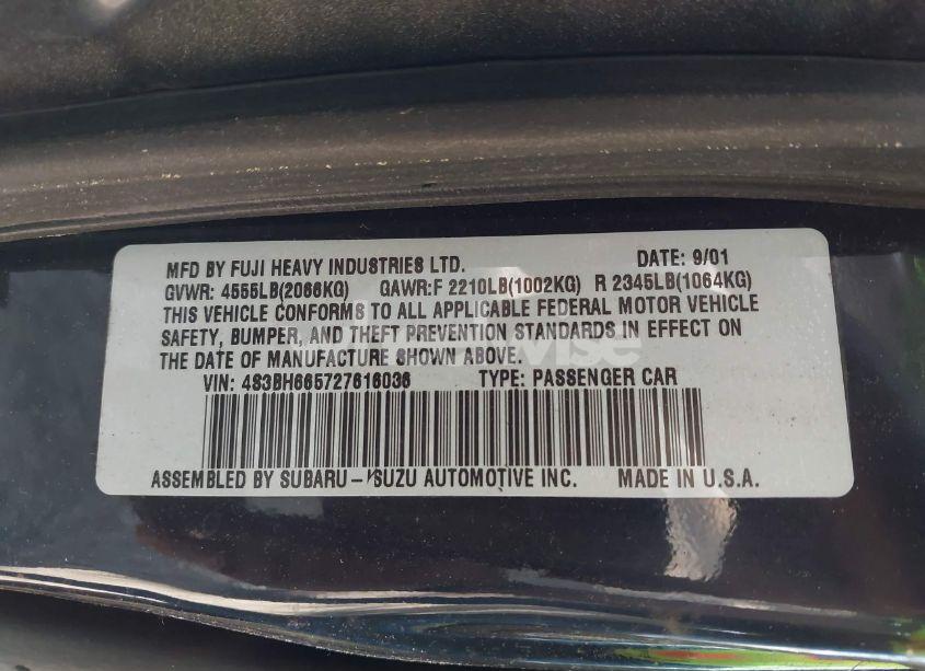 Photo 9 of 2002 Subaru Outback (VIN 4S3BH665727616036)