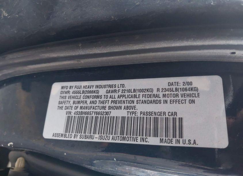 Photo 9 of 2000 Subaru Outback (VIN 4S3BH6657Y6652307)