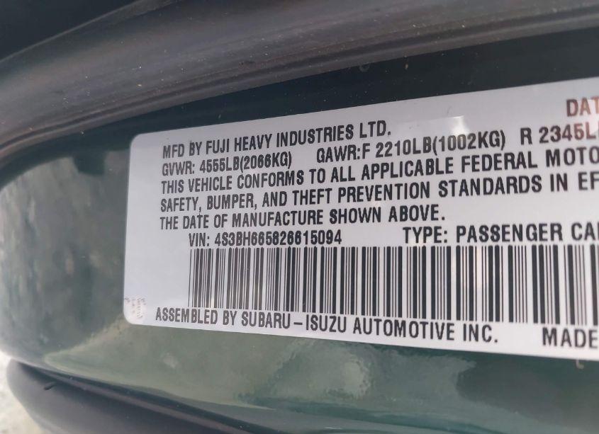 Photo 9 of 2002 Subaru Outback (VIN 4S3BH665826615094)