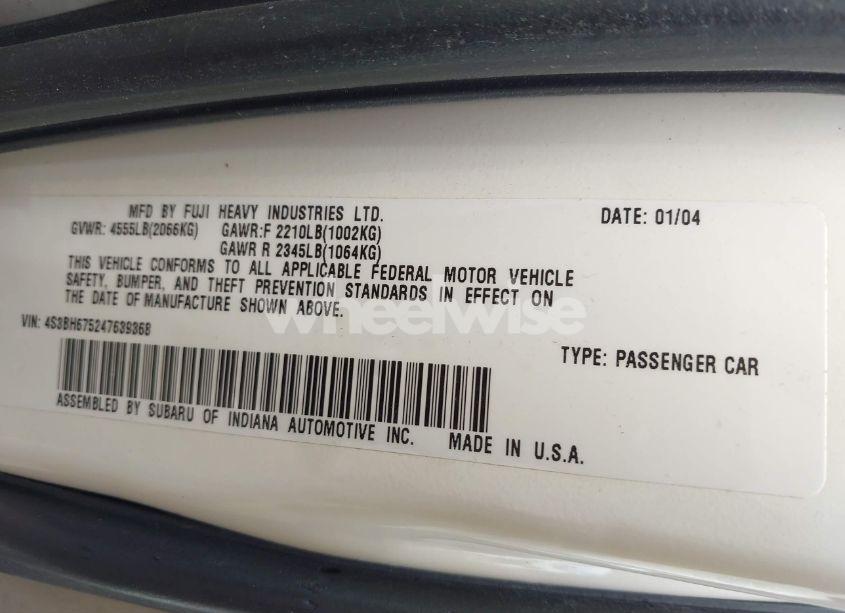 Photo 9 of 2004 Subaru Outback (VIN 4S3BH675247639368)