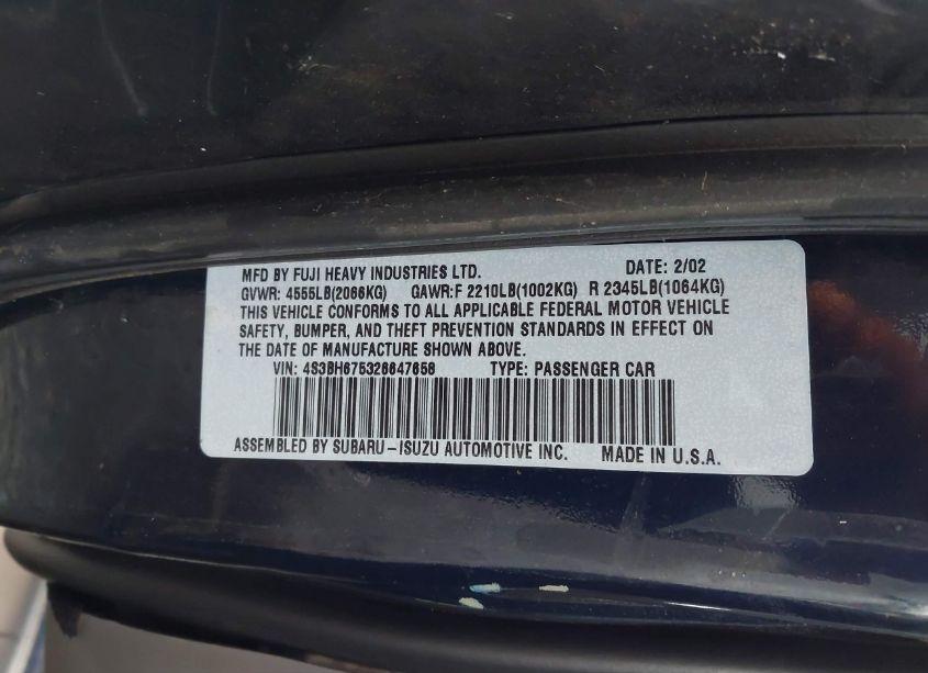 Photo 9 of 2002 Subaru Outback (VIN 4S3BH675326647658)
