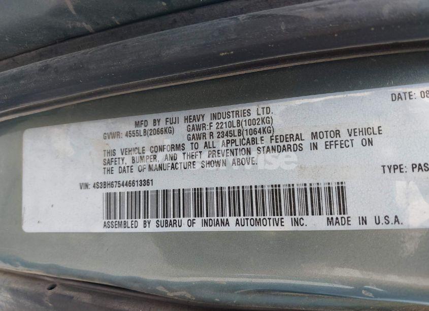 Photo 9 of 2004 Subaru Outback (VIN 4S3BH675446613361)