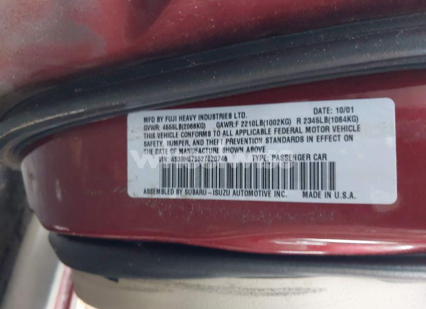 Photo 9 of 2002 Subaru Outback (VIN 4S3BH675527620746)