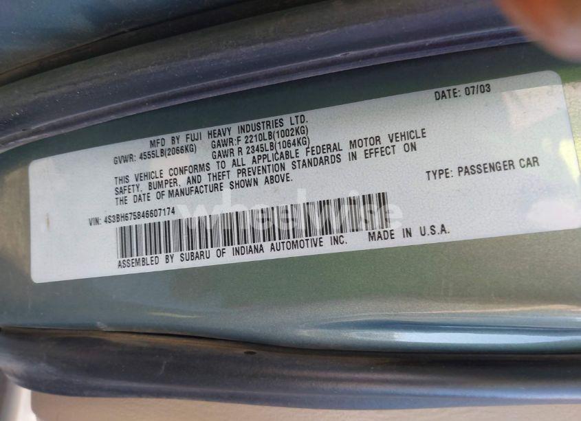 Photo 9 of 2004 Subaru Outback (VIN 4S3BH675846607174)