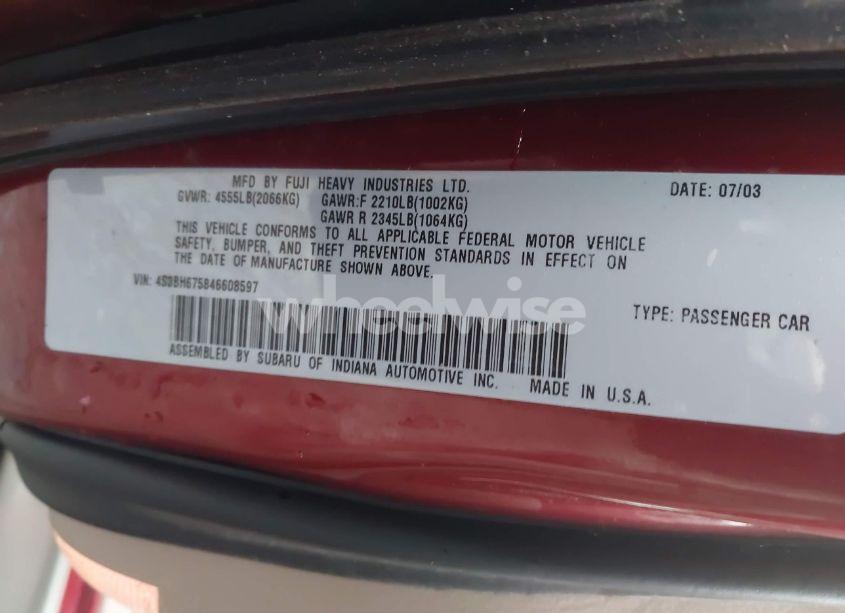 Photo 9 of 2004 Subaru Outback (VIN 4S3BH675846608597)