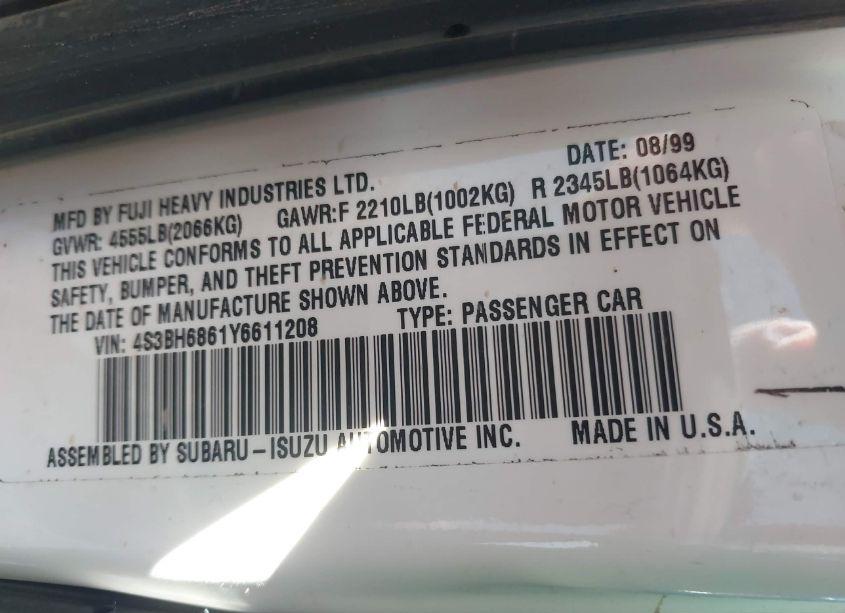 Photo 9 of 2000 Subaru Outback LIMITED (VIN 4S3BH6861Y6611208)