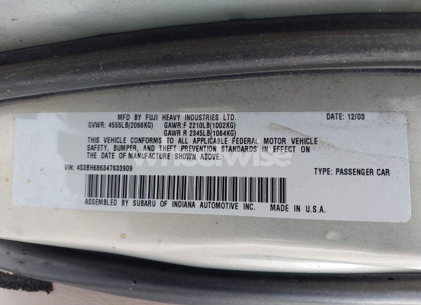 Photo 9 of 2004 Subaru Outback LIMITED (VIN 4S3BH686347633909)