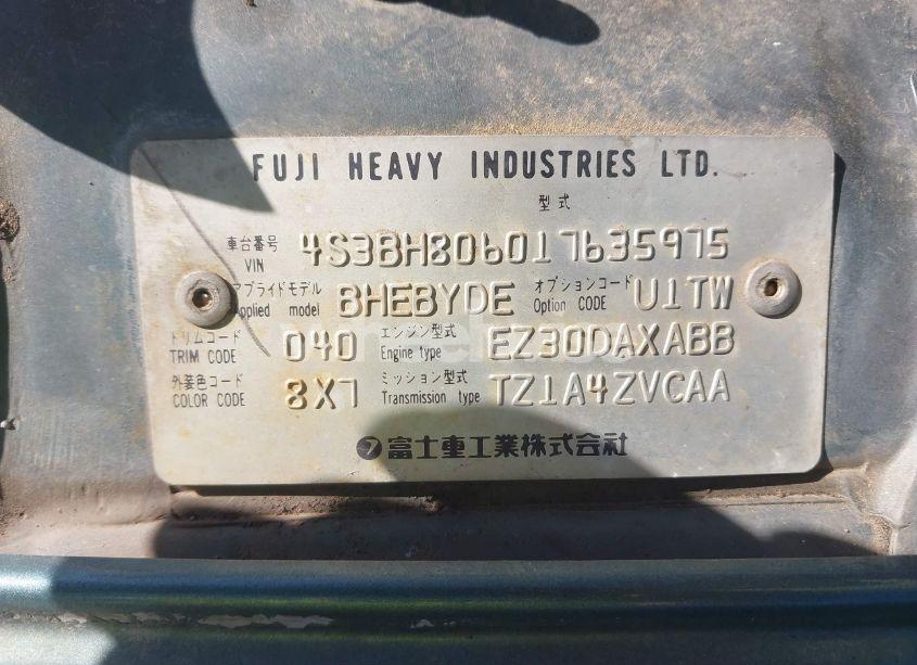 Photo 9 of 2001 Subaru Outback H6-3.0 (VIN 4S3BH806017635975)