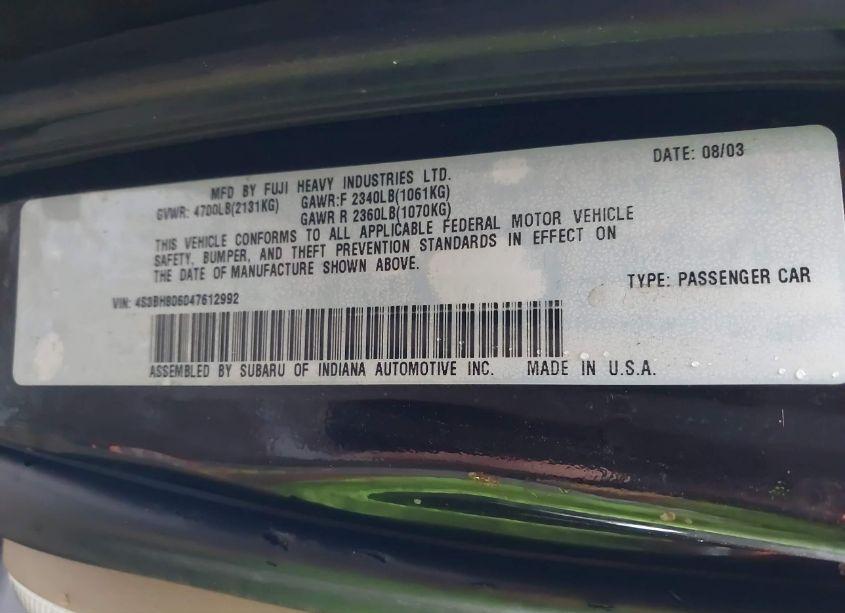 Photo 9 of 2004 Subaru Outback H6-3.0 L.L. BEAN EDITION (VIN 4S3BH806047612992)