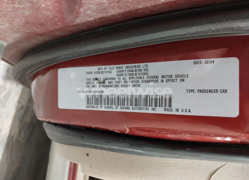 Photo 9 of 2004 Subaru Outback H6-3.0 L.L. BEAN EDITION (VIN 4S3BH806147645158)