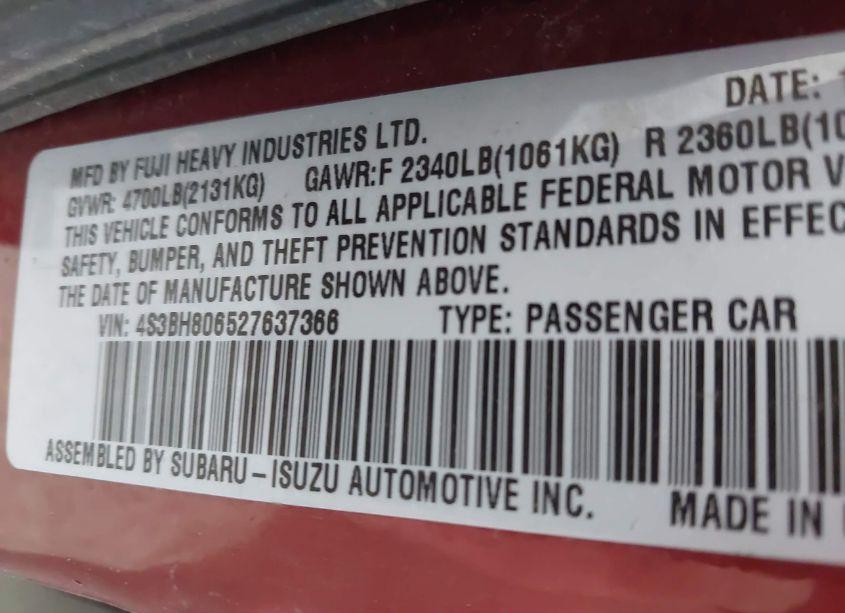 Photo 9 of 2002 Subaru Outback H6-3.0 L.L. BEAN EDITION (VIN 4S3BH806527637366)