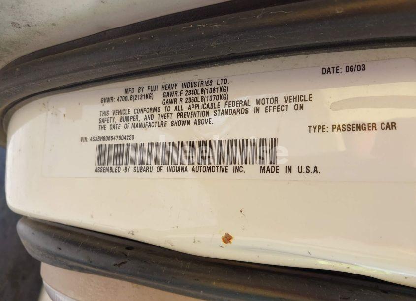 Photo 9 of 2004 Subaru Outback H6-3.0 L.L. BEAN EDITION (VIN 4S3BH806647604220)