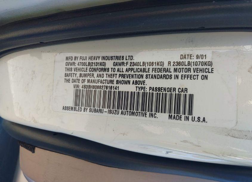 Photo 9 of 2002 Subaru Outback H6-3.0 L.L. BEAN EDITION (VIN 4S3BH806827616141)