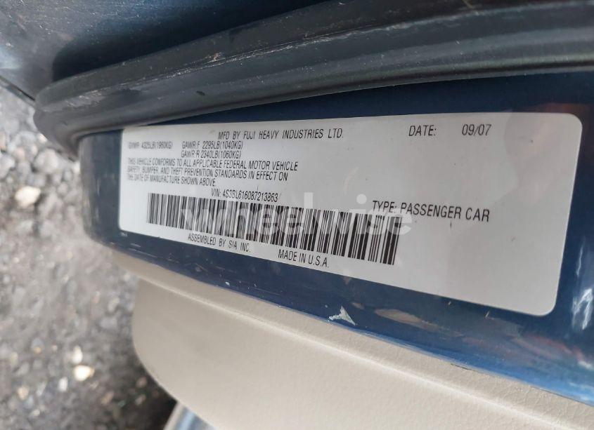 Photo 9 of 2008 Subaru Legacy 2.5I (VIN 4S3BL616087213863)