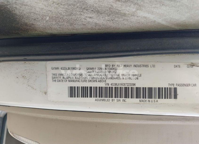 Photo 9 of 2008 Subaru Legacy 2.5I (VIN 4S3BL616087223096)