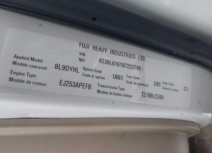 Photo 9 of 2008 Subaru Legacy 2.5I (VIN 4S3BL616187222748)