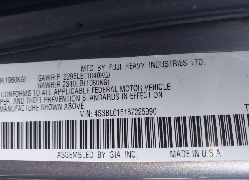 Photo 9 of 2008 Subaru Legacy 2.5I (VIN 4S3BL616187225990)