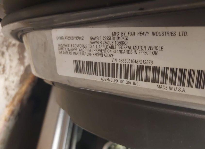 Photo 9 of 2008 Subaru Legacy 2.5I (VIN 4S3BL616487212876)