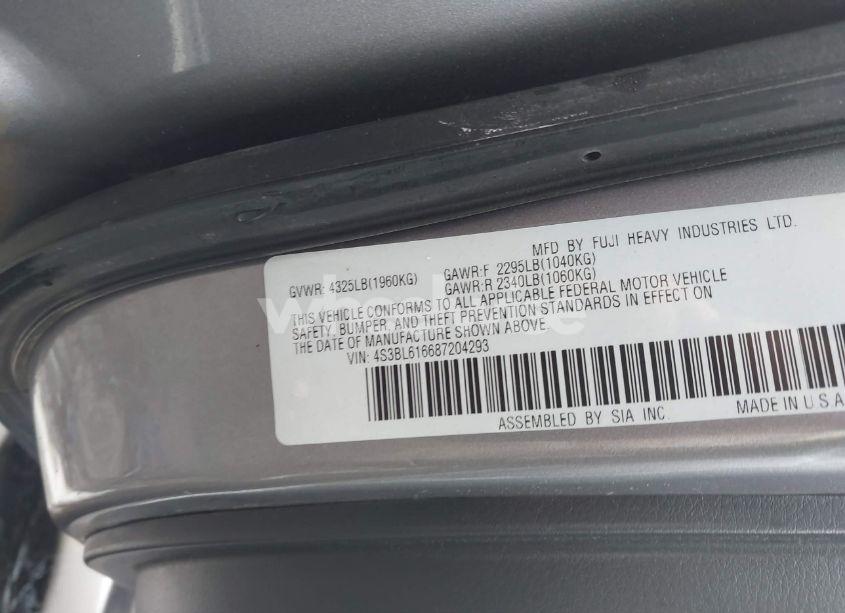 Photo 9 of 2008 Subaru Legacy 2.5I (VIN 4S3BL616687204293)