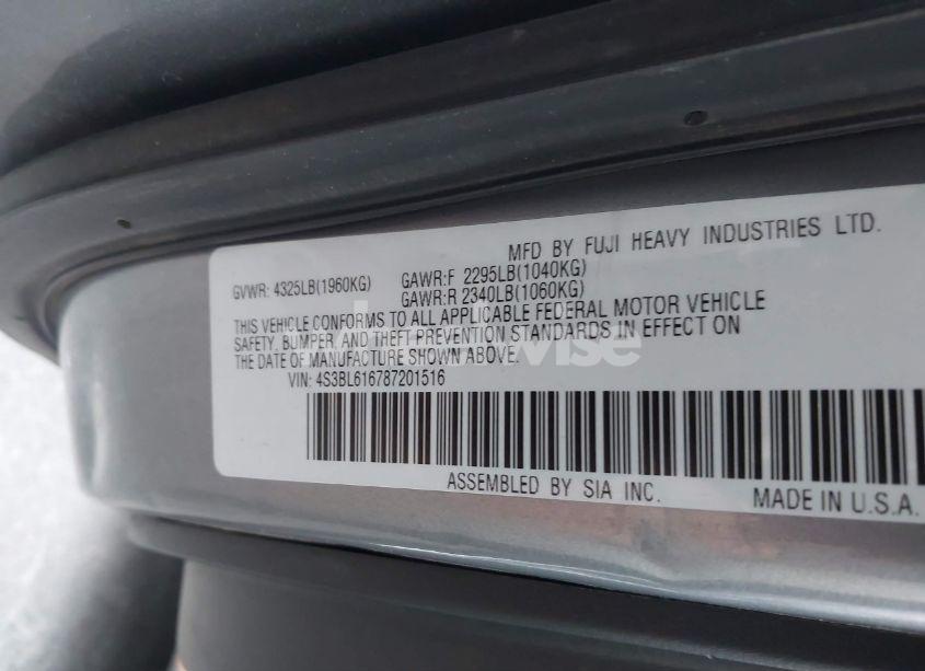 Photo 9 of 2008 Subaru Legacy 2.5I (VIN 4S3BL616787201516)