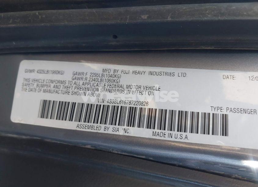 Photo 9 of 2008 Subaru Legacy 2.5I (VIN 4S3BL616787220826)
