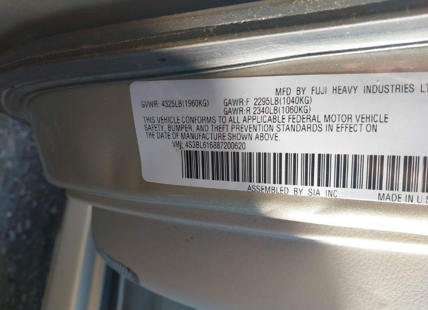 Photo 9 of 2008 Subaru Legacy 2.5I (VIN 4S3BL616887200620)