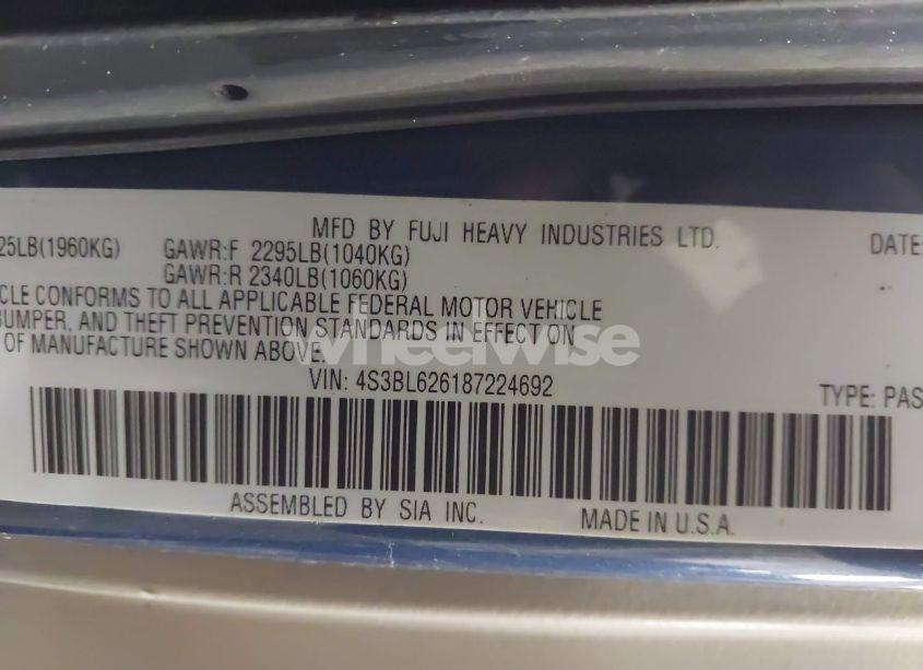 Photo 9 of 2008 Subaru Legacy 2.5I LIMITED (VIN 4S3BL626187224692)