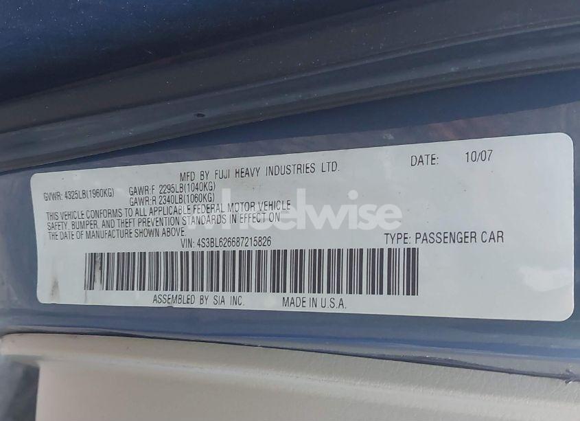 Photo 9 of 2008 Subaru Legacy 2.5I LIMITED (VIN 4S3BL626687215826)