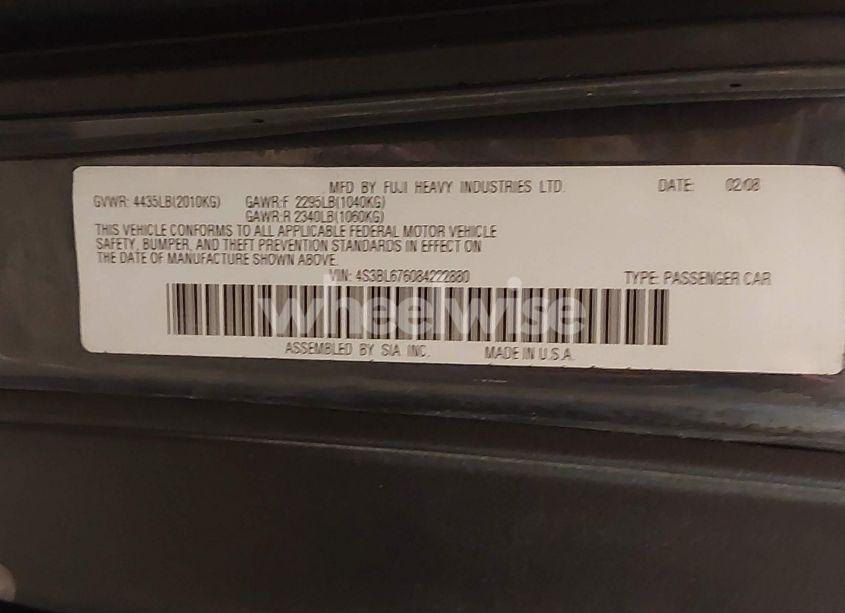 Photo 9 of 2008 Subaru Legacy 2.5GT LIMITED (VIN 4S3BL676084222880)