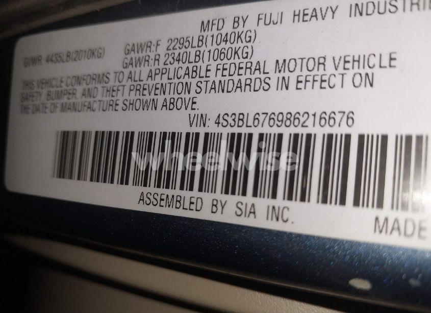 Photo 9 of 2008 Subaru Legacy 2.5GT LIMITED (VIN 4S3BL676986216676)