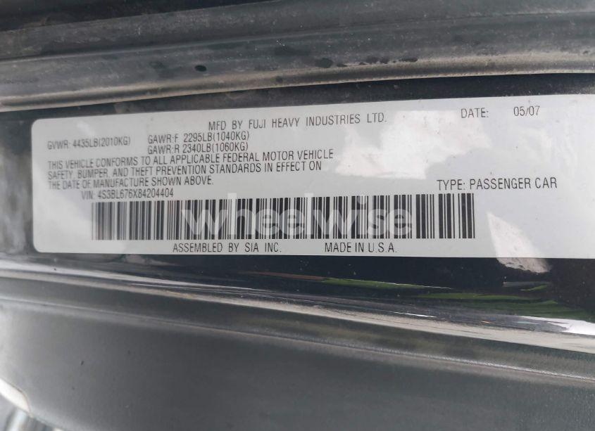Photo 9 of 2008 Subaru Legacy 2.5GT LIMITED (VIN 4S3BL676X84204404)