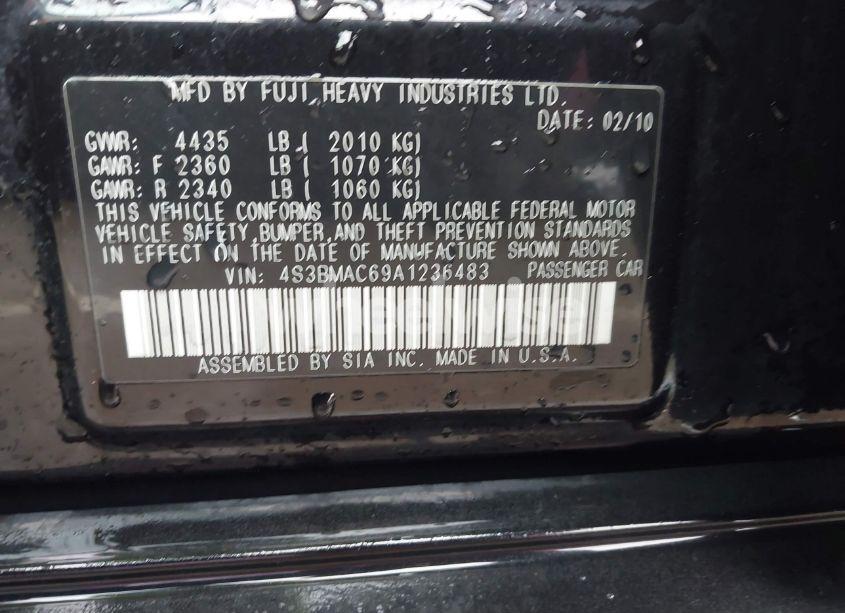 Photo 9 of 2010 Subaru Legacy 2.5I PREMIUM (VIN 4S3BMAC69A1236483)