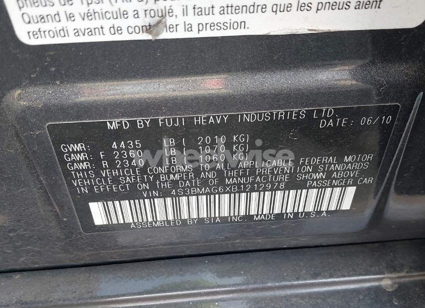 Photo 9 of 2011 Subaru Legacy 2.5I PREMIUM (VIN 4S3BMAG6XB1212978)