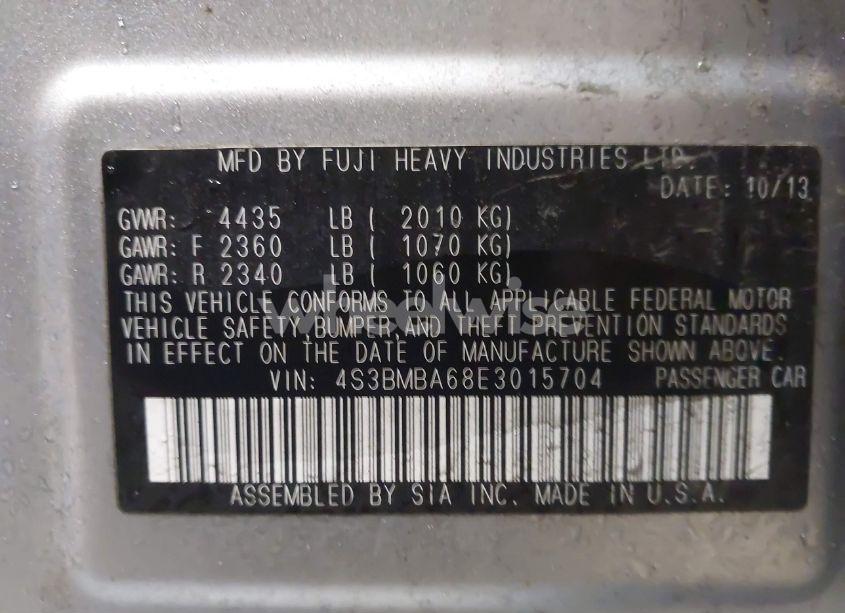 Photo 9 of 2014 Subaru Legacy 2.5I (VIN 4S3BMBA68E3015704)